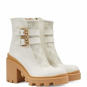 Gucci Cream and Tan Heeled Boots